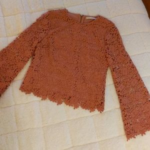 Alice & Olivia flower lace back zip top